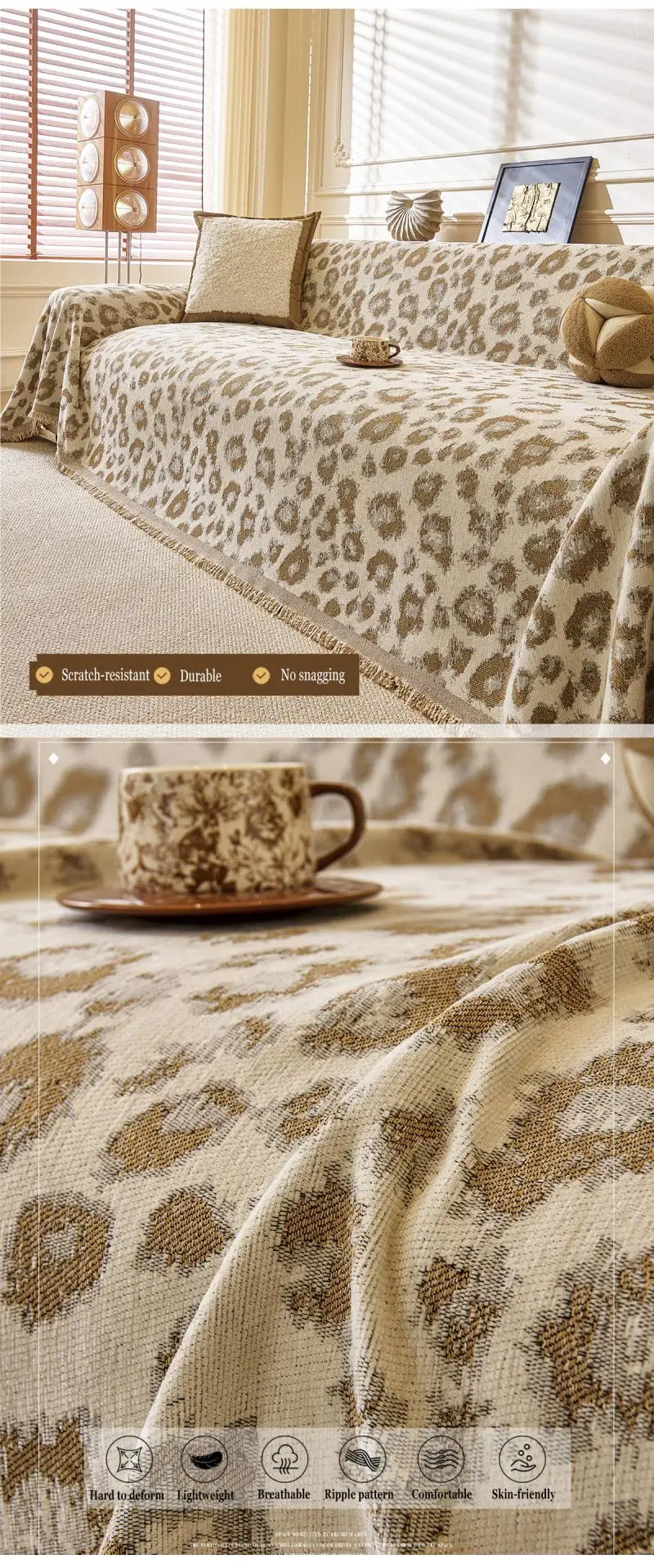 Einfache Leopardenmuster Chenille Einteilige Sofadecke Universelle Sofaüberwürfe Stoffhandtuch Multifunktionale Decken – Detail 4