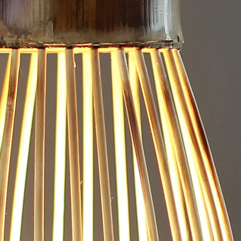 Lámpara de pie artesanal de madera de seda de bambú hecha a mano, lámparas decorativas pastorales cálidas para casa de familia