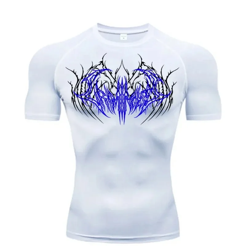 Mens Compression Short Sleeve Shirt Crew Neck Slim Fit Quick Dry Gym Training Bodybuilding Athletic Top
