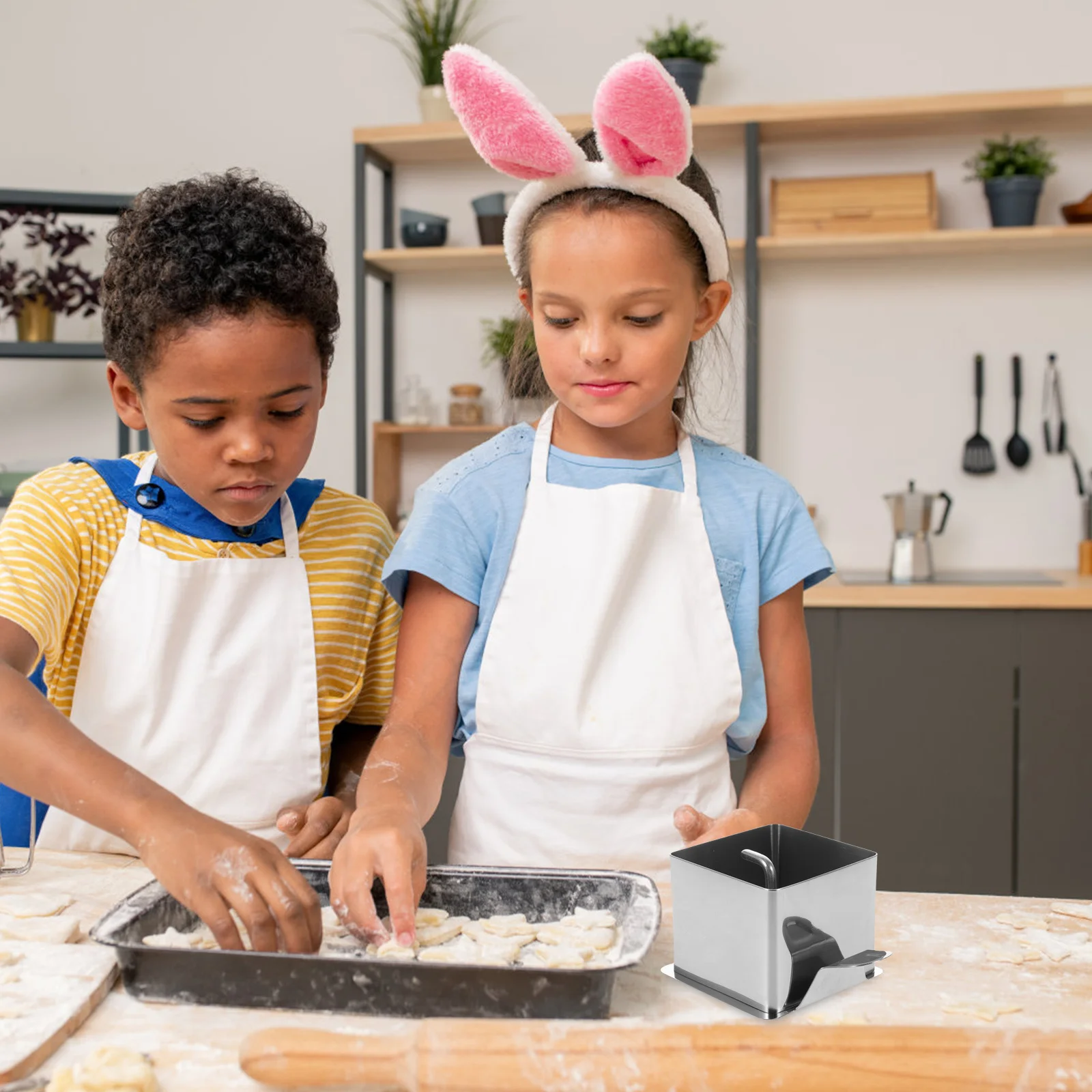 

1Set Rice Cakes Molds Stainless Steel Square Mousse Cake Mold Non-Stick Baking Tool for DIY Desserts Kids Baby Complementary