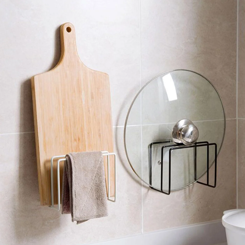 Eisen Küche Schneidebrett Rack Topf Abdeckung Deckel Halter Edelstahl Lagerung Organizer Schrank Tür Haken Pfanne Löffel Rack Schwarz