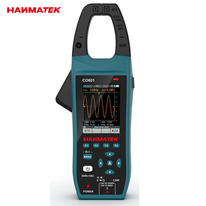 Hanmatek المشبك متر مع راسم الذبذبات 2.8 بوصة TFT التيار المتناوب/تيار مستمر الجهد والتيار الموجي قياس وظيفة مسجل بلوتوث