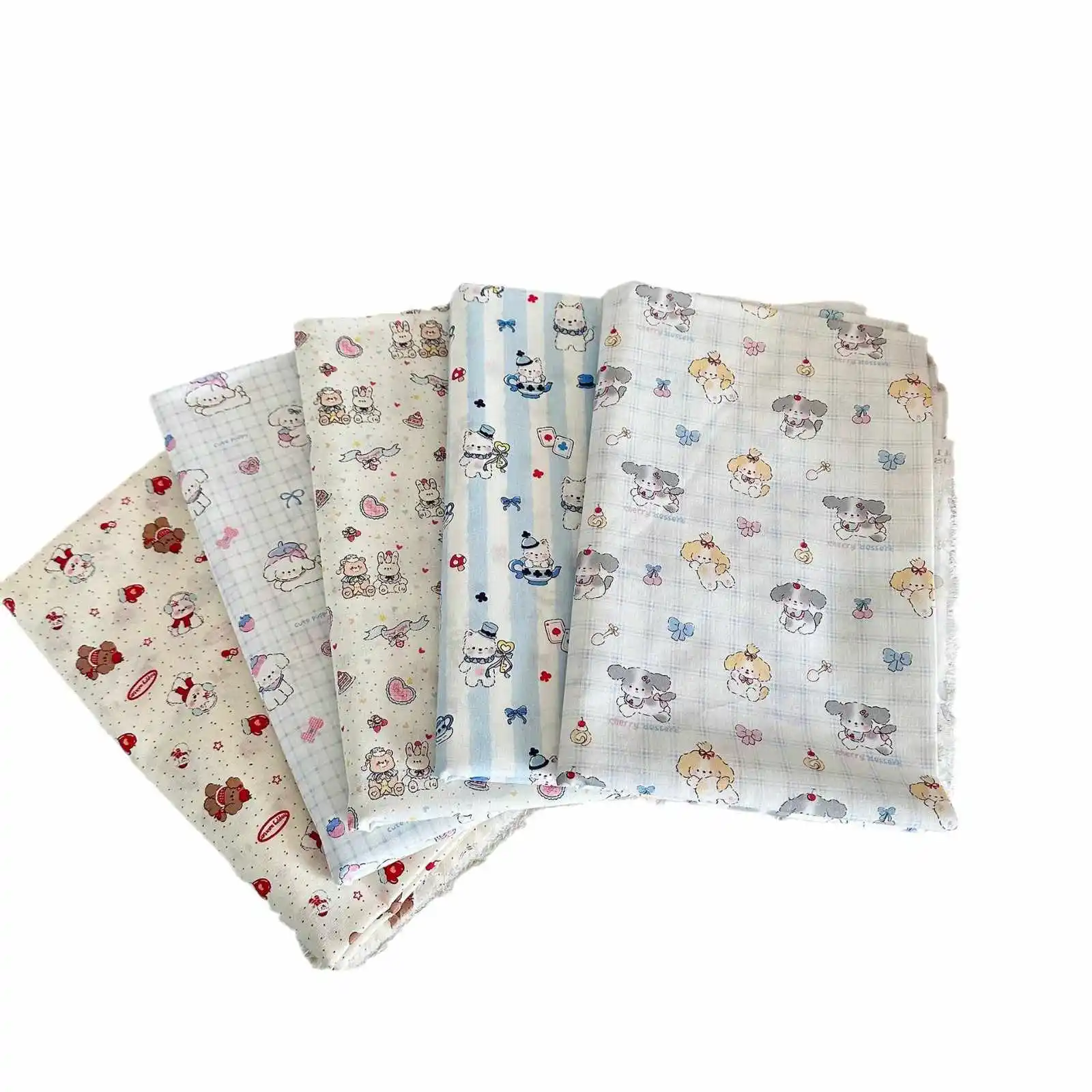 40 Count Cotton Poplin Fabric Cartoon Puppy Dog Printing Handmade DIY Bag Clothing Quilting Fabric