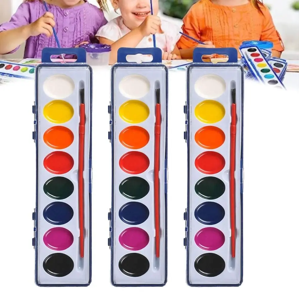 Washable Watercolor Paint Set 8/12/16 Colors Portable Watercolor Paint Palette With Water Brush Pen Water Color Paints