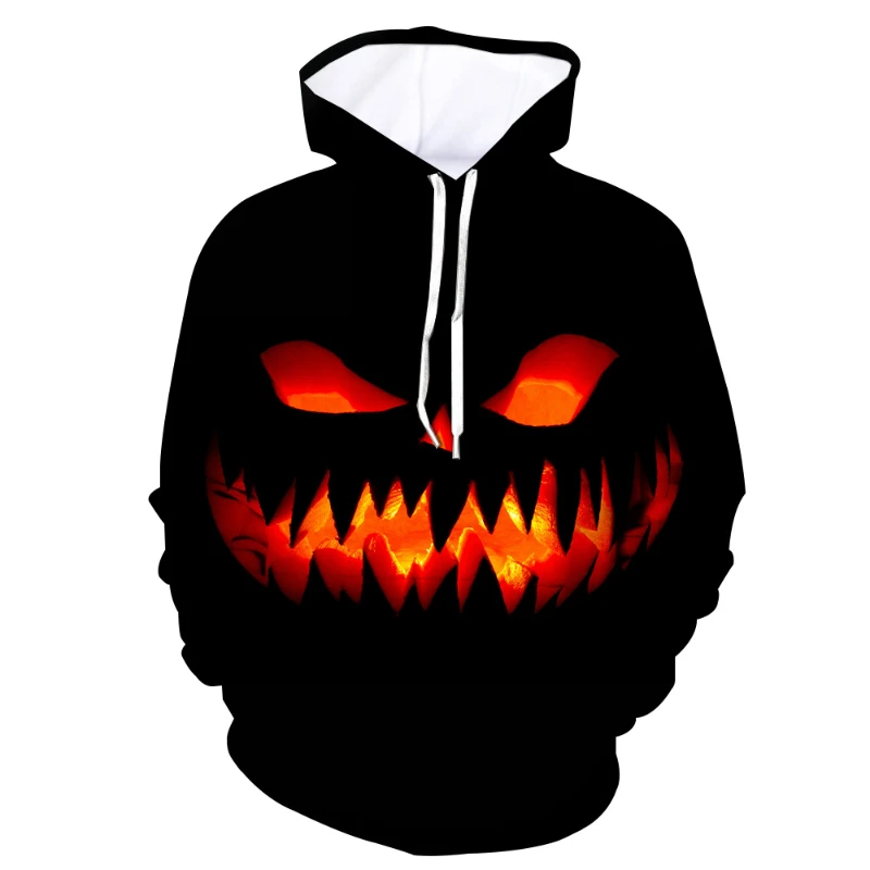 Fun Halloween 3D digital printing casual fashion men's hoodie scary pumpkin pattern sweatshirt men and women the same style