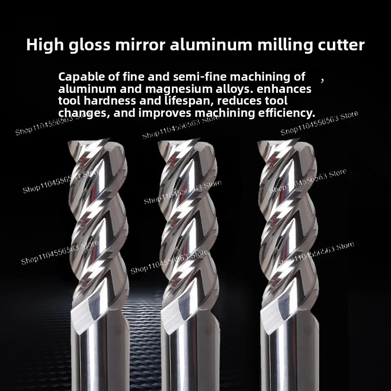 60° Tungsten Carbide 3-Flute Long Reach End Mill – Mirror Finish for Aluminum & Copper, High-Gloss Alloy Machining