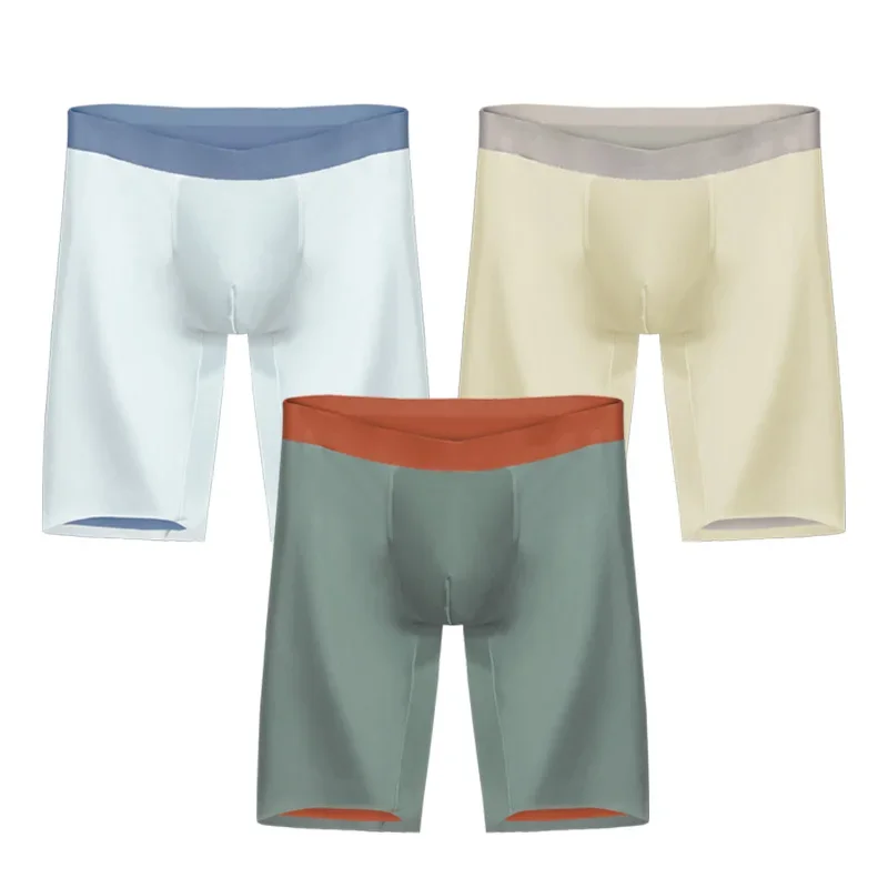 

3PCSSports briefs for men - elongated legs, thick padding, antibacterial, flat crotch, anti-slip legs, four-cornered shorts