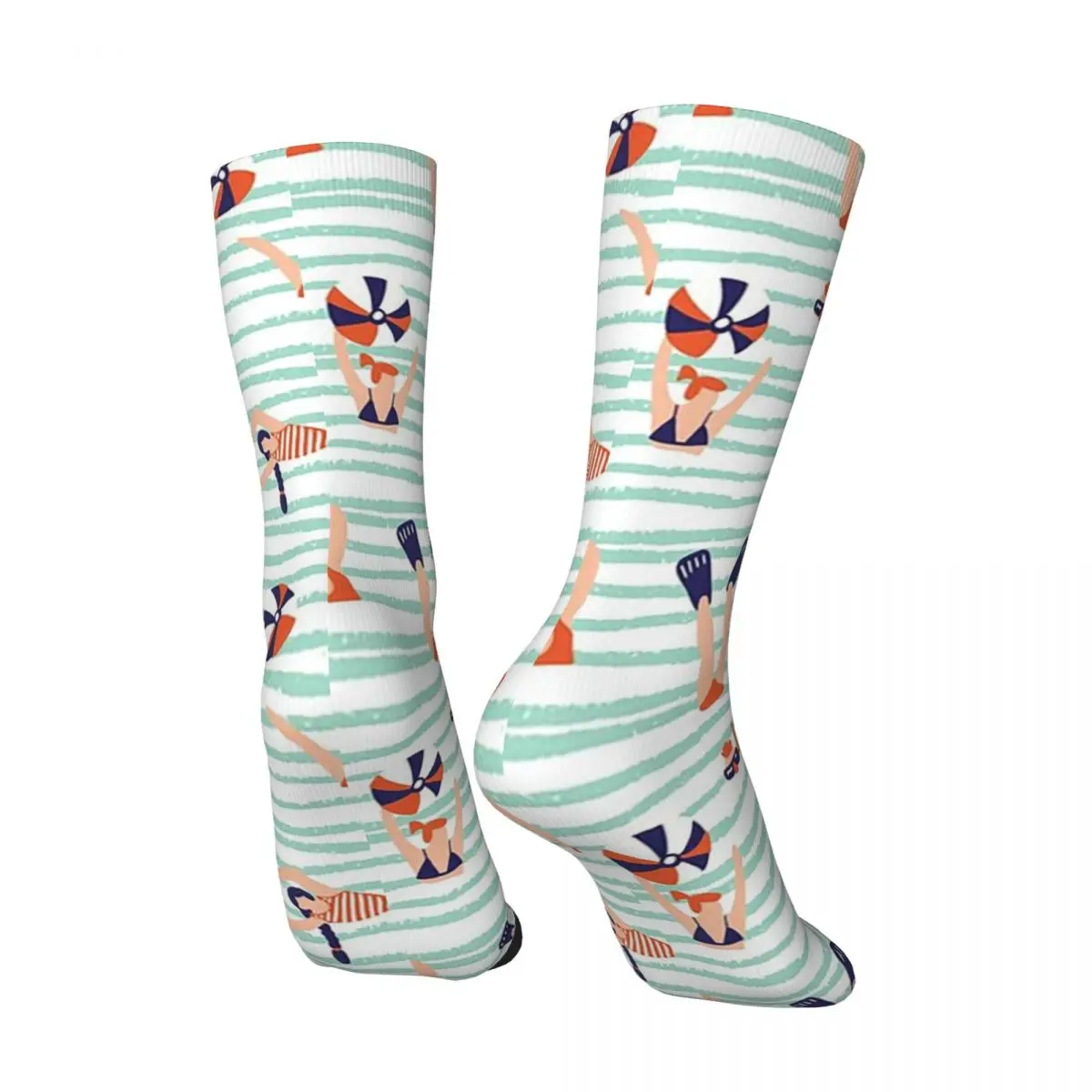 All Seasons Cartoon Swimming In The Swim Pool Socks Harajuku Sport Middle Tube Socks Hip Hop Stockings for Valentine's Day Gifts