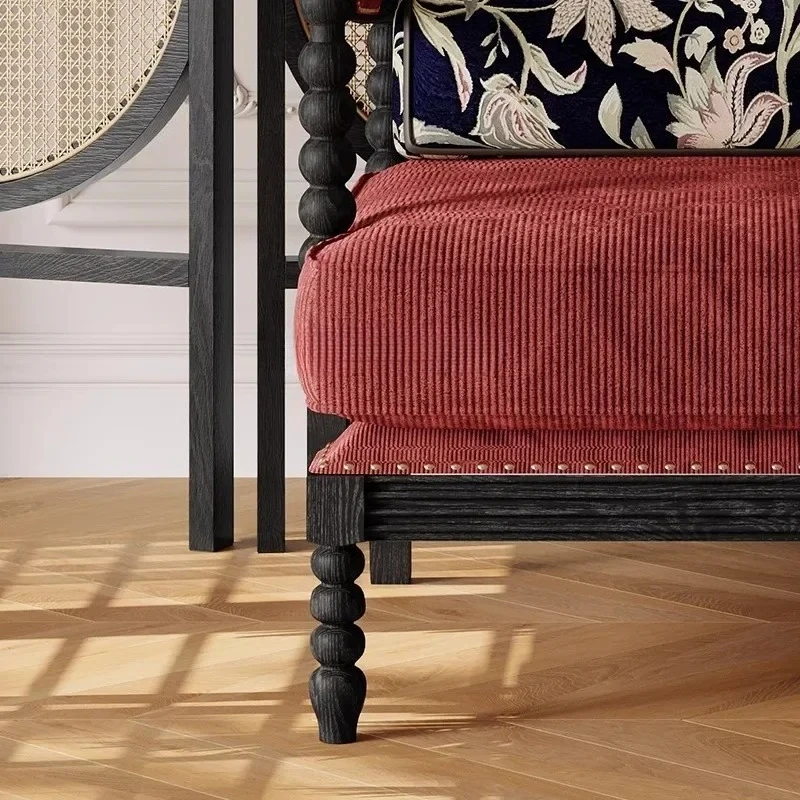 Французский светлый роскошный диван-кресло, антикварная гостиная, балкон, одноместное кресло из цельного дерева, современная спальня в стиле ретро