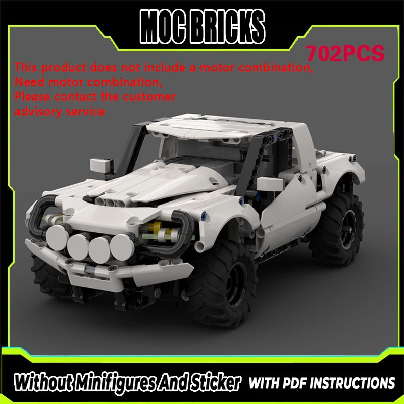 

City Car Model MOC Building Bricks White Powered Pickup Truck Modular Technology Gifts Holiday Assemble Children Toys Suit
