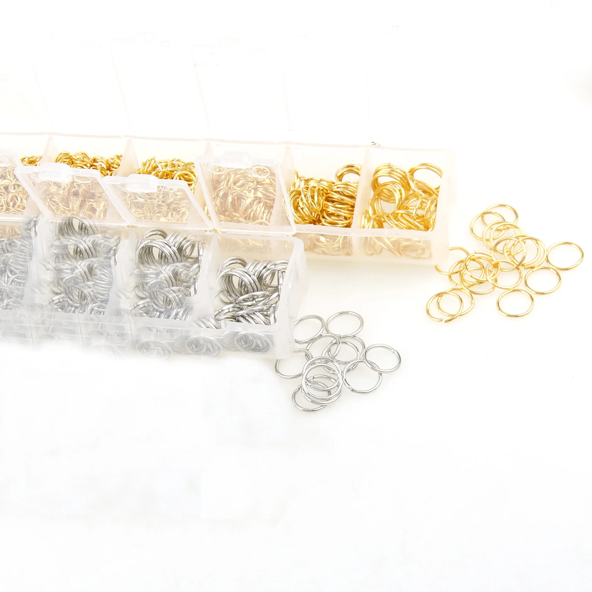 

Кольца для изготовления ювелирных изделий, серебро/золото/сталь/черное покрытие, 4 цвета, 3-9 мм, 3 х15 см, 1 коробка, 2500 шт.