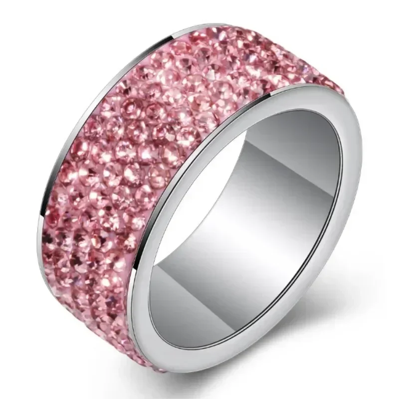 Sale Fine jewelry jewelry 9 Colors Crystal from Austrian Explosive stainless steel with five rows of zircon rings