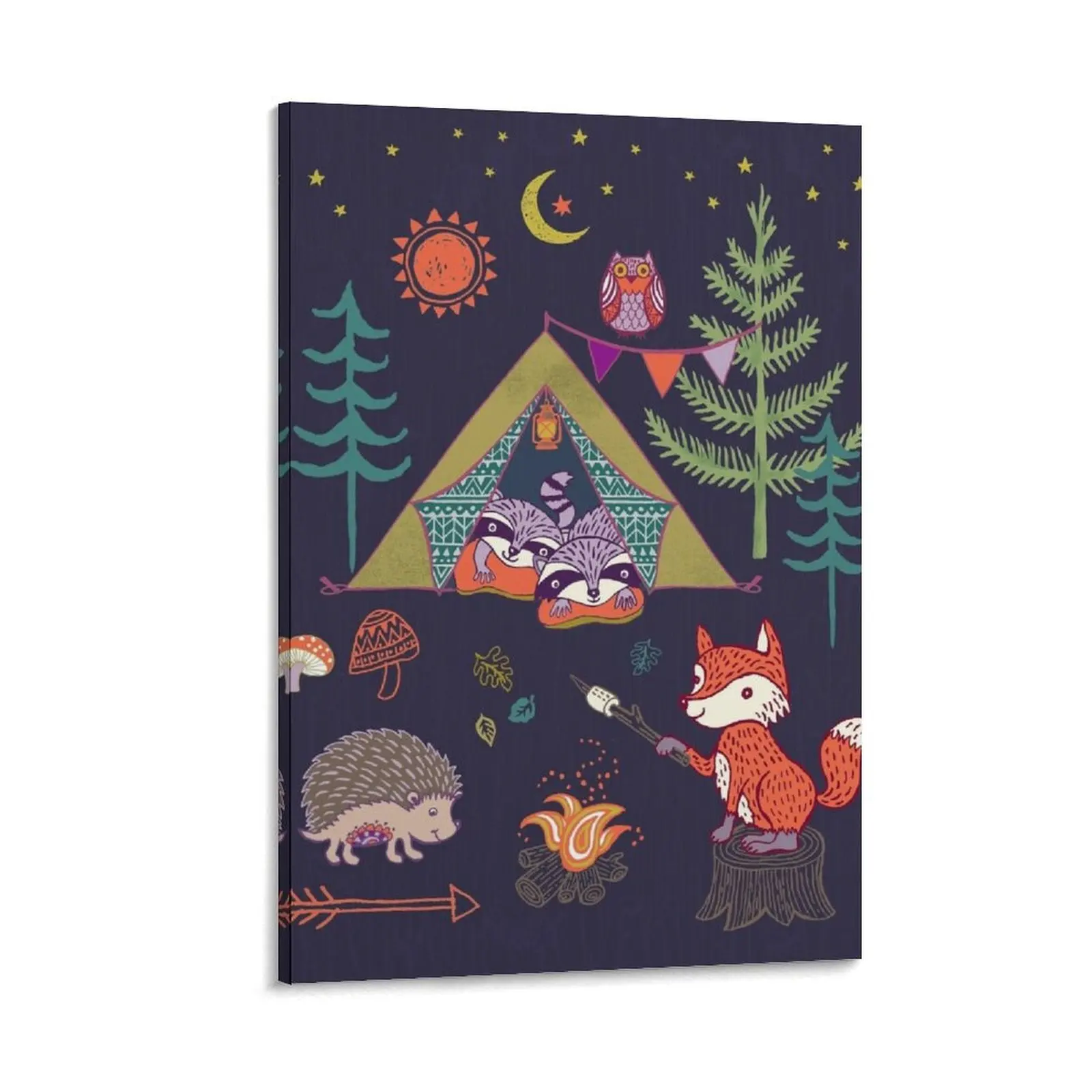 

Woodland Animals Campout Canvas Painting Decor for room house decorations