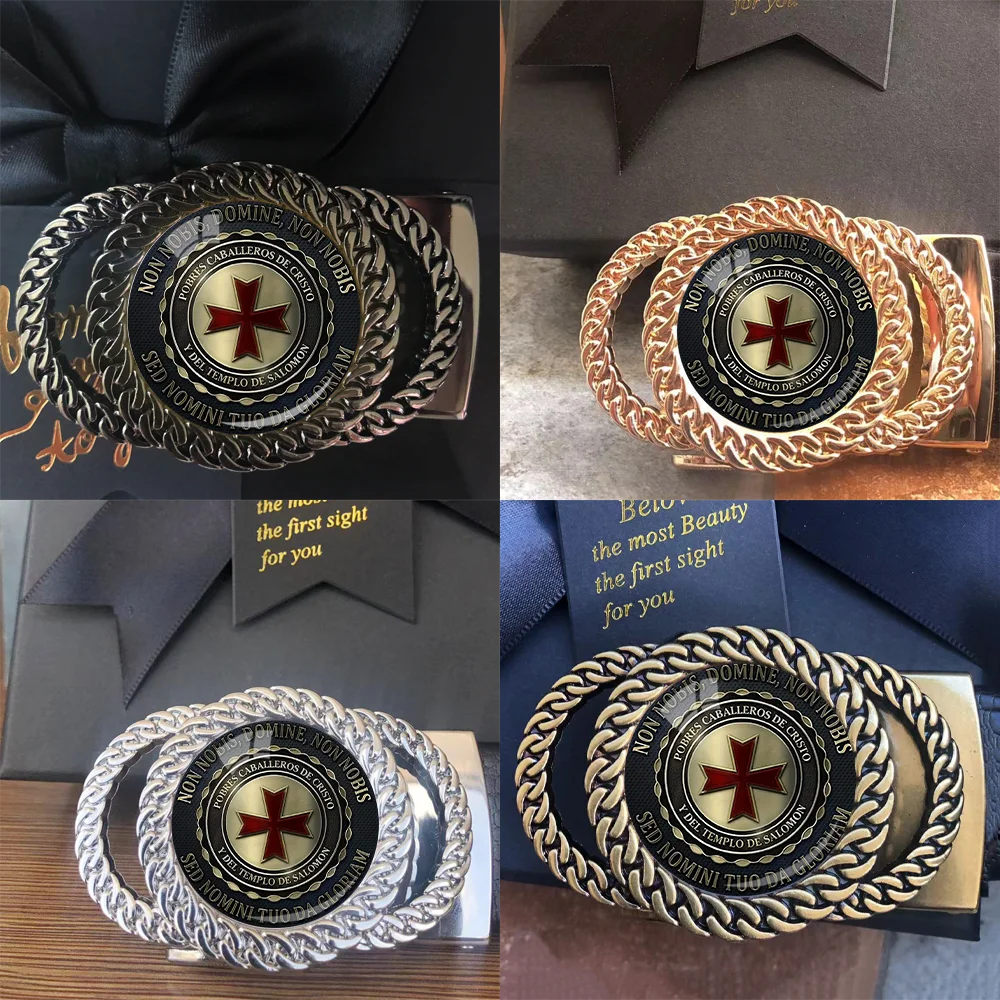 Hebilla de cinturón con trinquete automático de Caballeros Templarios, accesorio de cintura personalizado a la moda, el mejor regalo para amigos