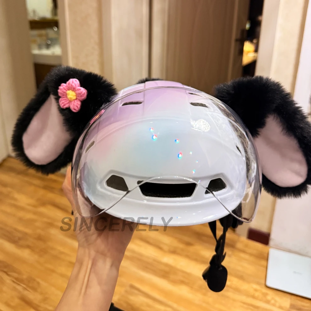 

New Japanese Style Motocycle Helmet Decoration Plush Ears Women Child Helmet Decors Dog ears Sticker Accessories Cosplay Styling