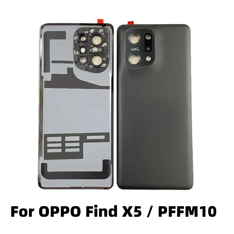 Back Housing Glass Rear Battery Cover Rear Panel with Camera Lens +Adhesive For Oppo Find X5 PFFM10