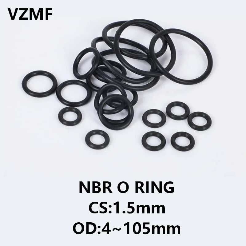 

NBR O Ring Gasket Thickness CS 1.5mm OD 4~105mm Nitrile Rubber Round O Type Corrosion Oil Resist Sealing Washer Blackr
