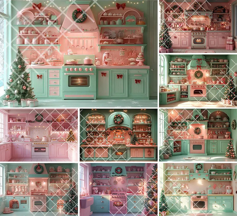 

Фотофон Mehofond Ретро Рождественская Кухня Рождественская елка дети семейный праздник Фотостудия