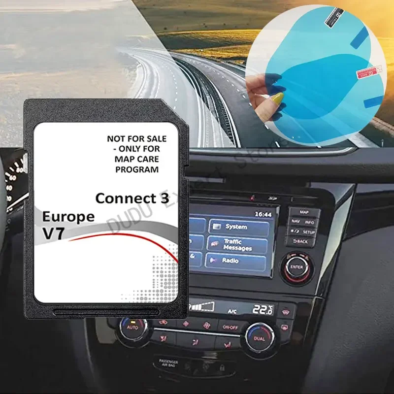 

Connect 3 V7 2022 Sat Nav Map Update SD Card Juke Qashqai Micra Navara for Nissan with Anti Fog Reaview Stickers