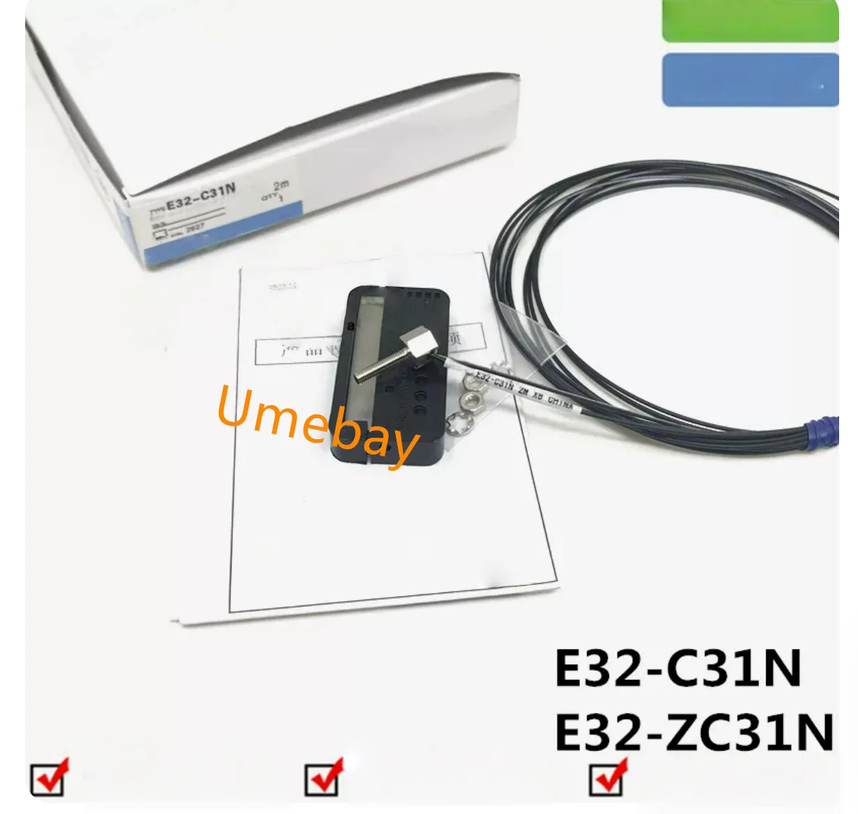 1 piece,   Fiber optic sensor probe, E32-C31N /  E32-T22B / E32-ZD22B / E32-D211R  / E3X-HD41/ E32-LT11N  / E3NX-FA11