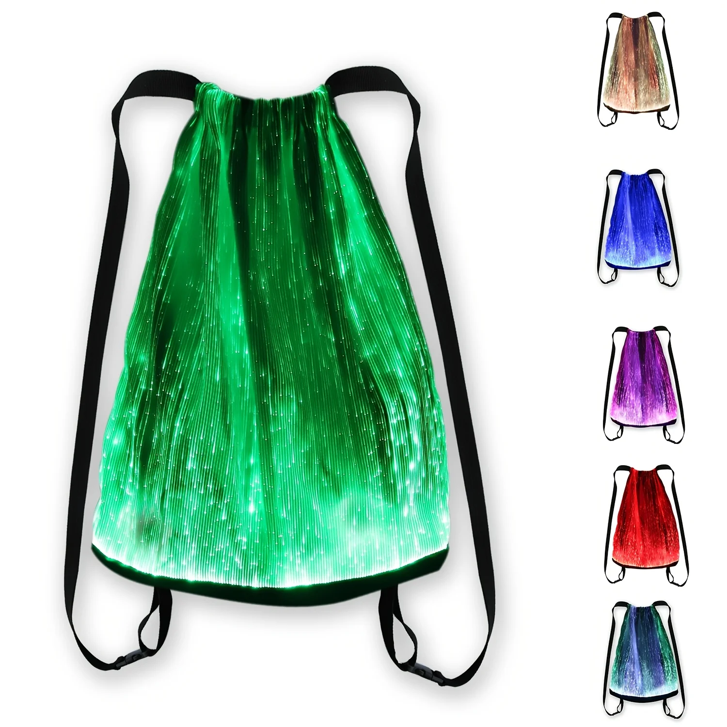 

Рюкзак с 7-цветной LED-подсветкой, светящаяся сумка для рейвов, музыкальных фестивалей, вечеринок, Рождества, Хэллоуина, унисекс, с мигающими светящимися элементами и застежкой на шнурке.