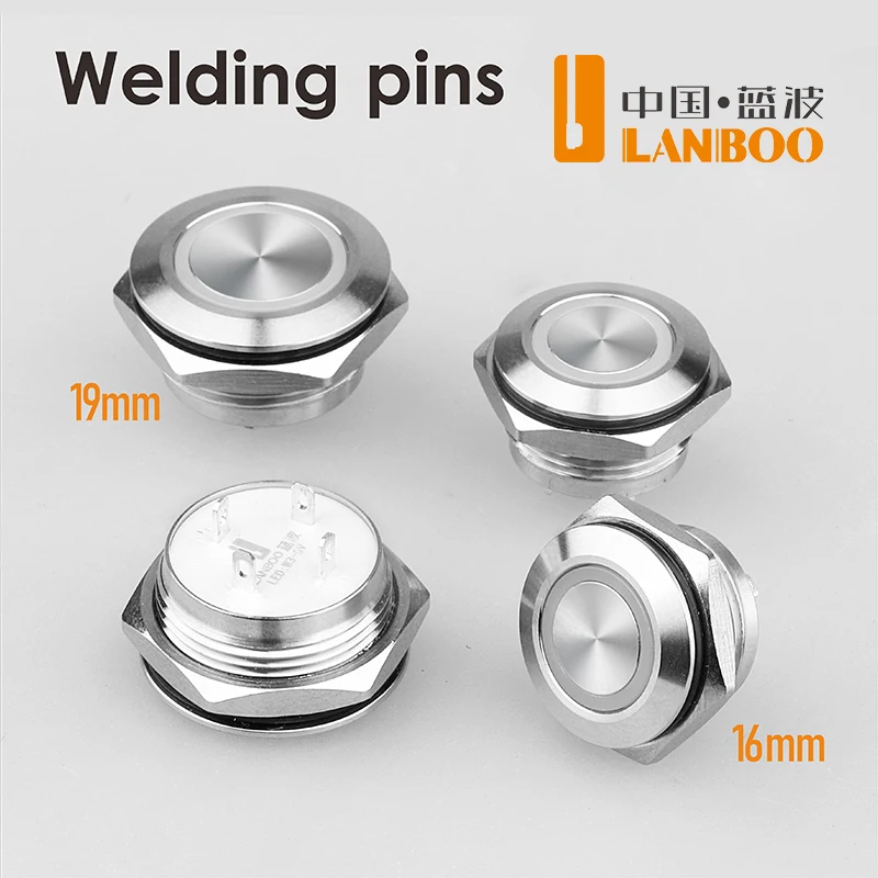 12 16 19 22mm Metal Momentary Reset Short Ultrathin Touch Tact Waterproof Push Button Switch 12V 24V 110V 220V Light LED DIY