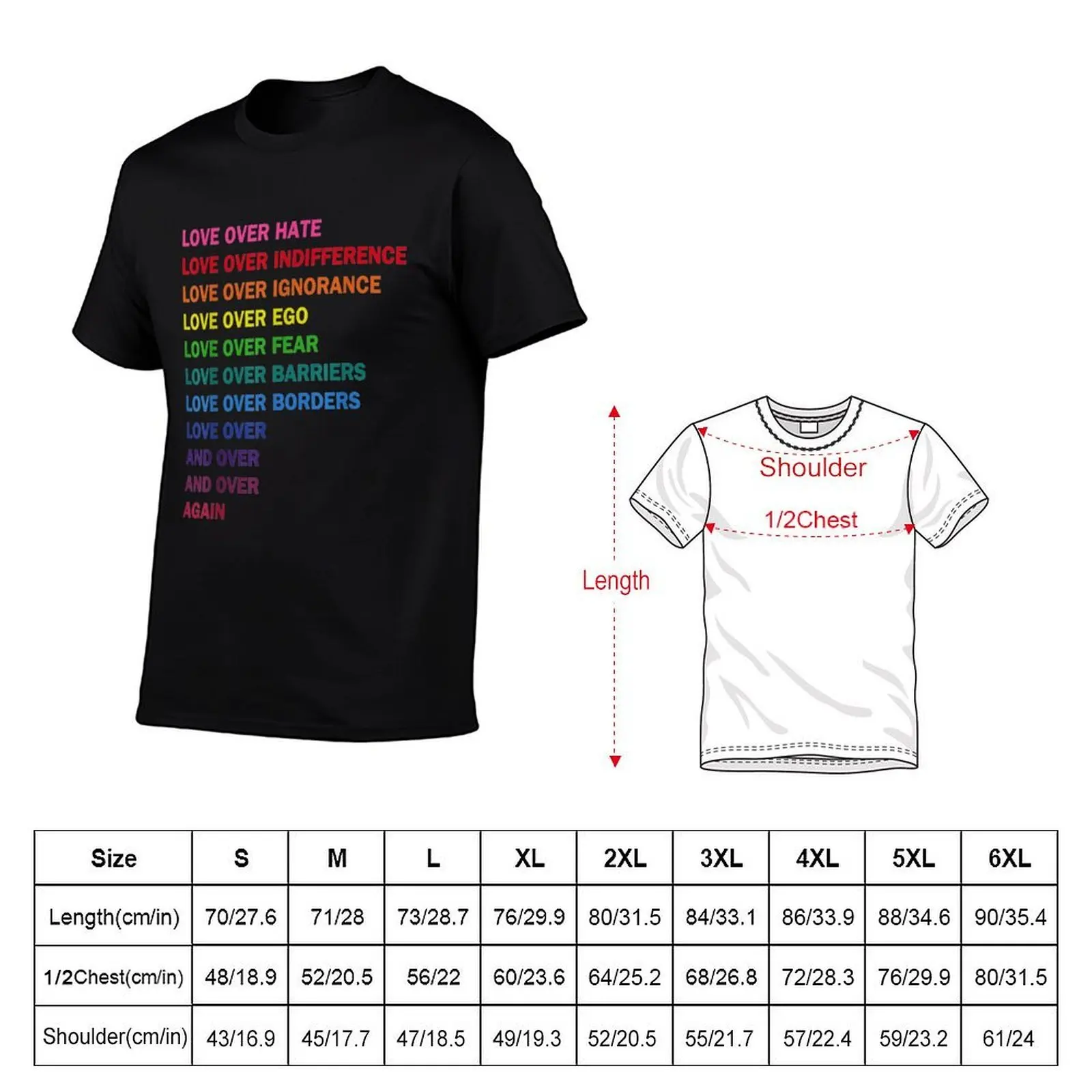 love over hate, love over indifference LGB T-Shirt t shirt men 100% cotton luxury brand men t shirt cotton 100% T-Shirt