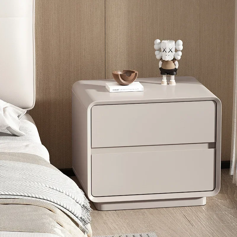 Modern Solid wood paint bedside table Household bedroom Small bedside storage cabinet