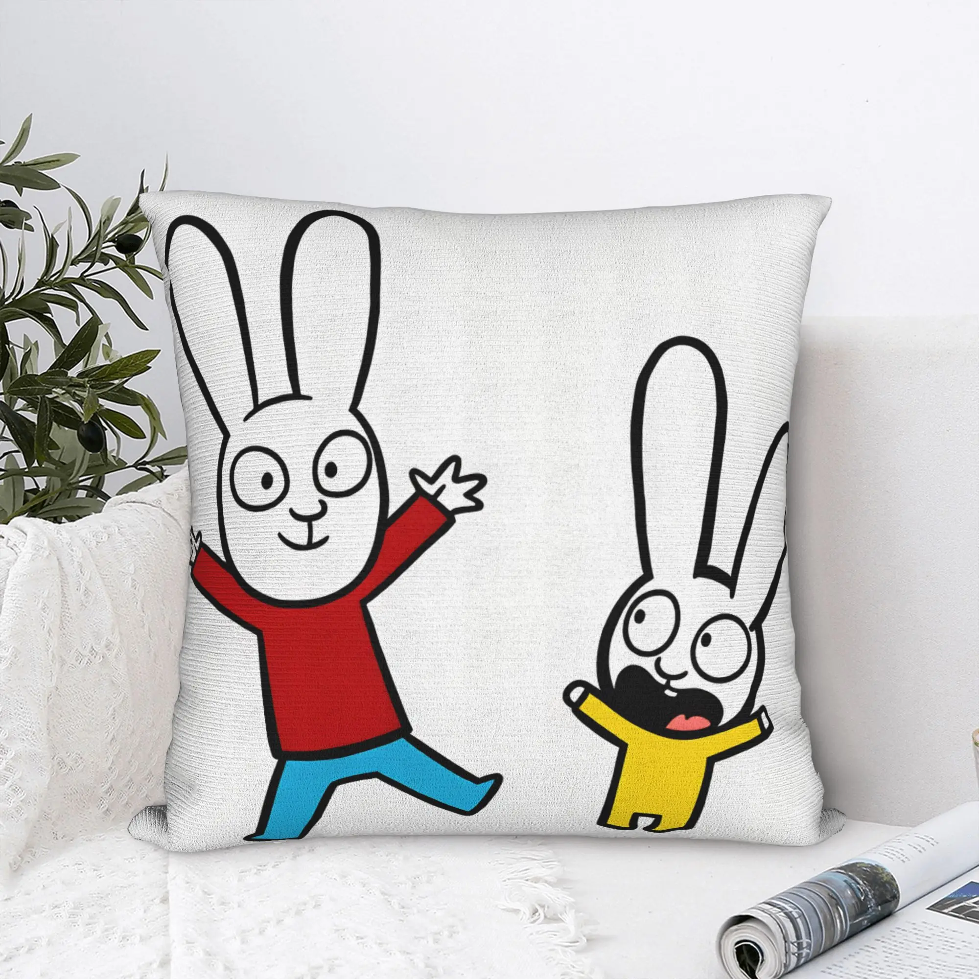 Simons Super Rabbits   Pillow Cover  Custom Cushion Cover Retro Trendy Pillow Case For Sofa Home Decoration