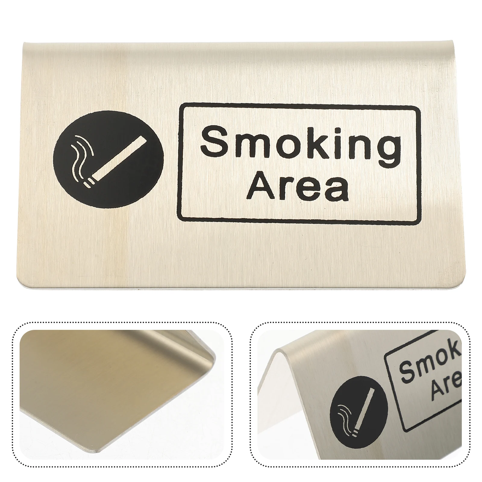 Stainless Steel Smoking Area Board Indoor Table Sign Non-Rust Sturdy Public Place Indicator Stackable Design For Home