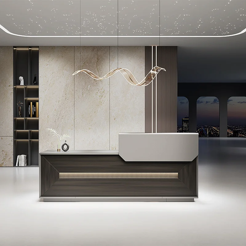 Large Cheap Reception Desks Wood 2400Cm Length Best Luxury Modern Reception Desks Welcome Rezeption Theke Office Furniture