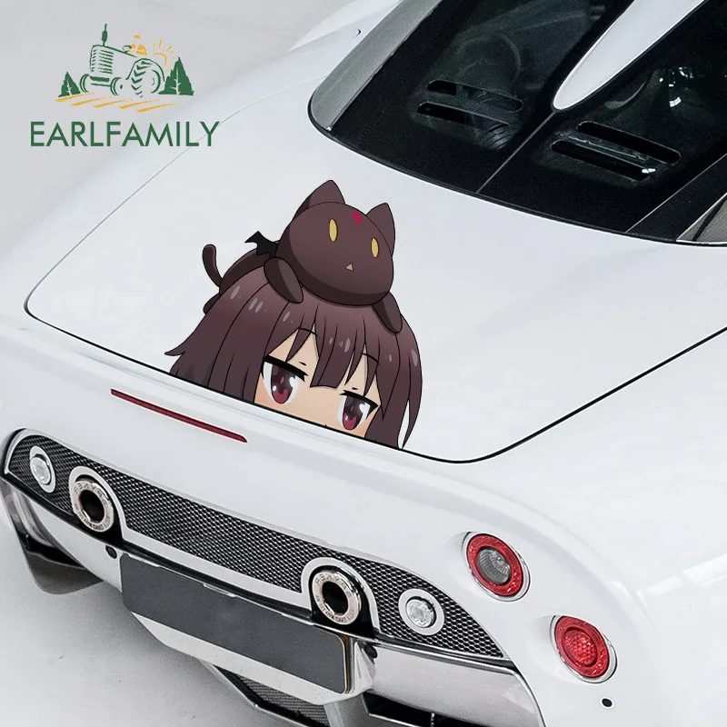 EARLFAMILY 43cm x 39.7cm for Wizard Neko Peeker Waterproof Car Stickers Sunscreen Personality Car Door Custom Printing Decal