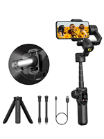 AOCHUAN Smart AI Face Tracking S2 Handheld Gimbal Stabilizer PTZ with Extendable Rod with Fill Light for Phone Shooting Vlog