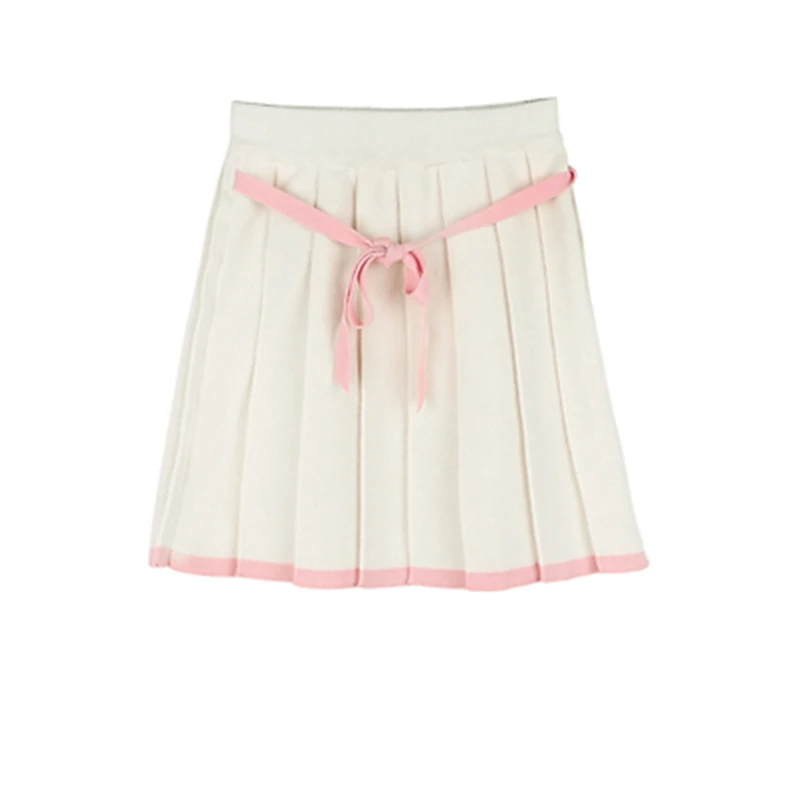 Girls Knitted Pleated Skirt 2022 spring and Autum New Korean College Style Fashion Pink Skirts Baby High Waist A-line jupe 2-6Y