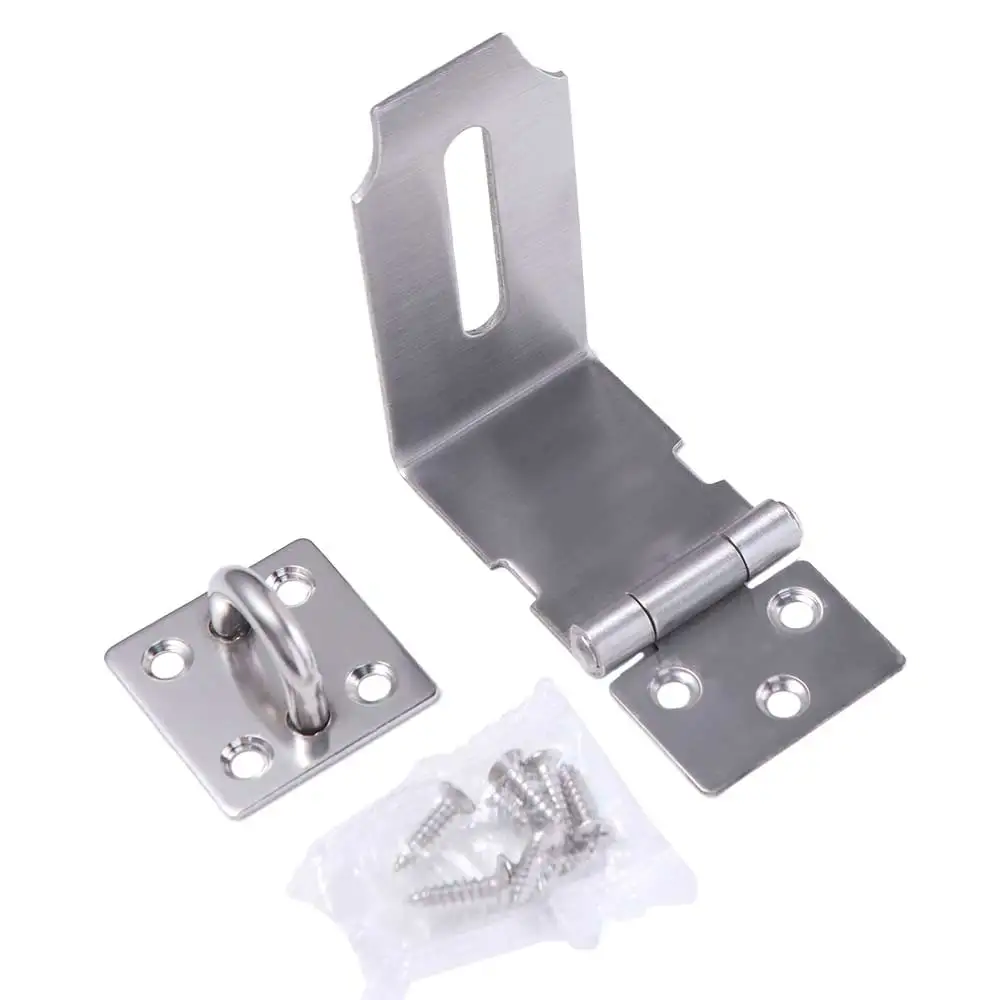 

Easy To Install 90° Padlock Hasp Safety Anti-theft Lock Plate Buckle Stainless Steel Sturdy Clasp Lock Cabinet