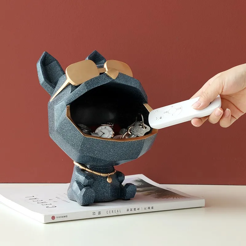 Resin Big Mouth Dog Decorative Figurines Storage Box Home Decoration Sculpture Modern Art Accessorie For Living Room view 3