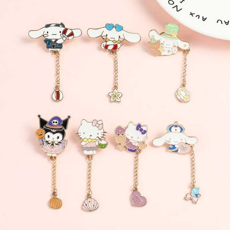 

Sanrio Hello Kitty Cartoon Pin Anime Action Figure Kuromi Cinnamoroll Q Figurals Clothing Bag Merchandise Children Birthday Gift