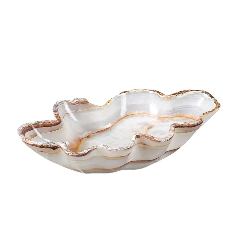 Natural jade fruit plate light luxury advanced storage decorative ornament model room living room entrance coffee table desktop