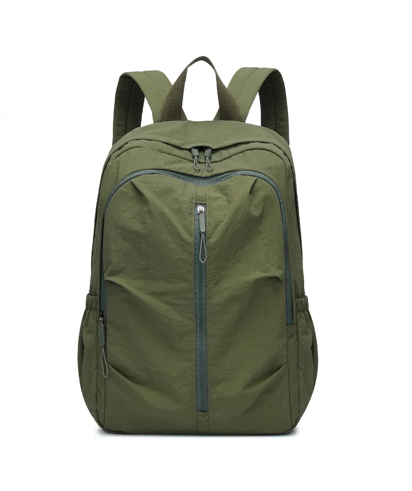

Light green lightweight casual backpack soft fabric multi zippered design suitable for daily school use outdoor activities