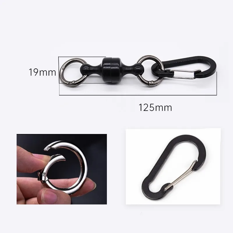 Magnetic Hook Keychain and Mountaineering Buckle Portable Buckle - Outdoor Fishing Mountaineering Wireless Lost Hand Rope