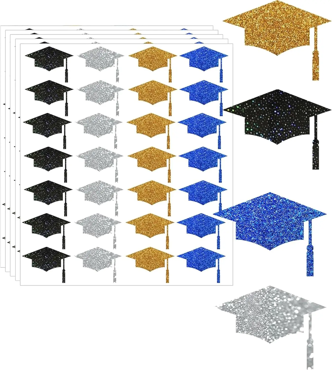 

Graduation Cap Stickers Class of 2025 Grad Hat Labels Gold Foil Congrats Grad Cap Shaped Stickers Decals 280 Pcs Gold Graduation