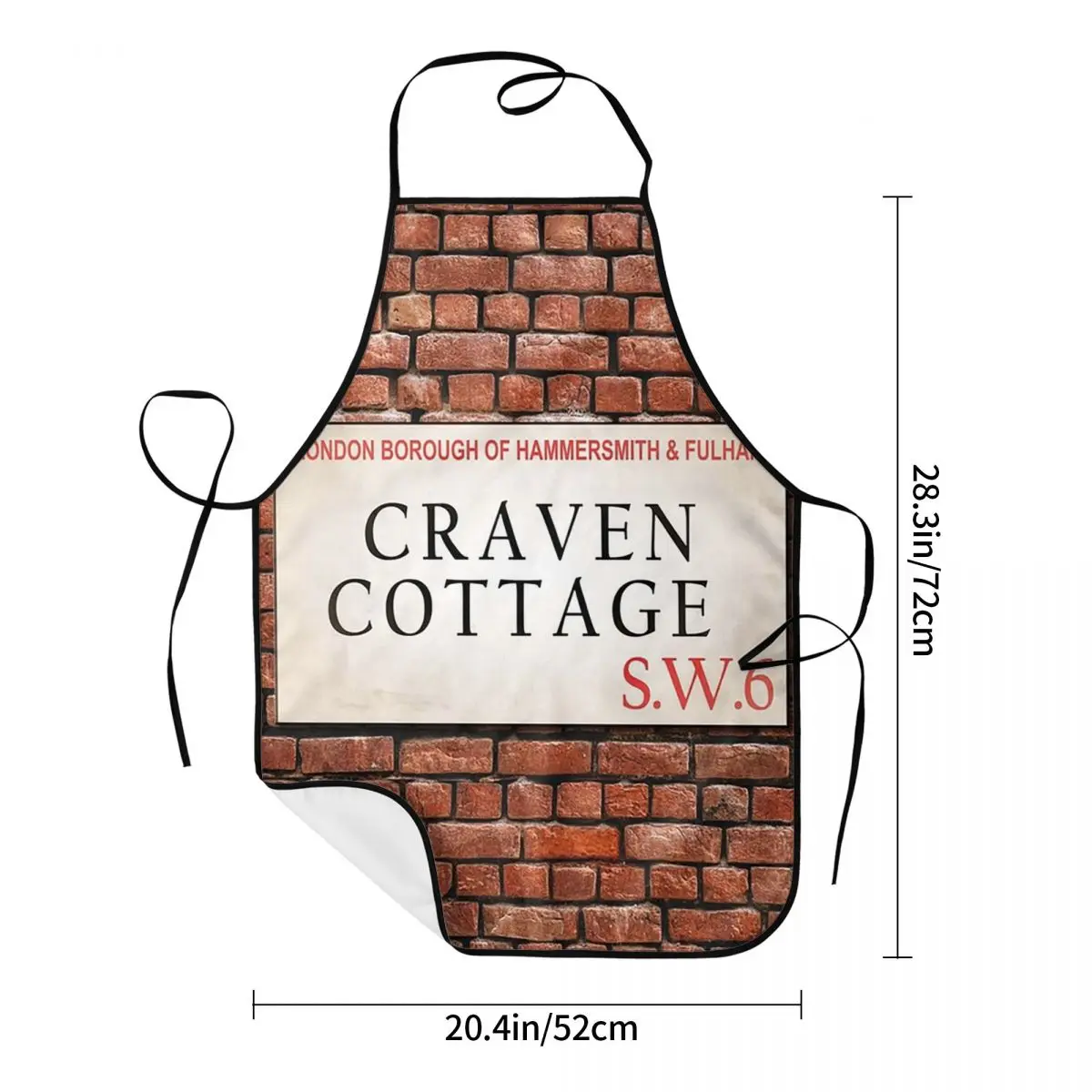 Craven Cottage Fulham SW6 Apron Chef Cooking Cuisine Tablier Sleeveless Bib Kitchen Cleaning Pinafore for Women Men Gardening