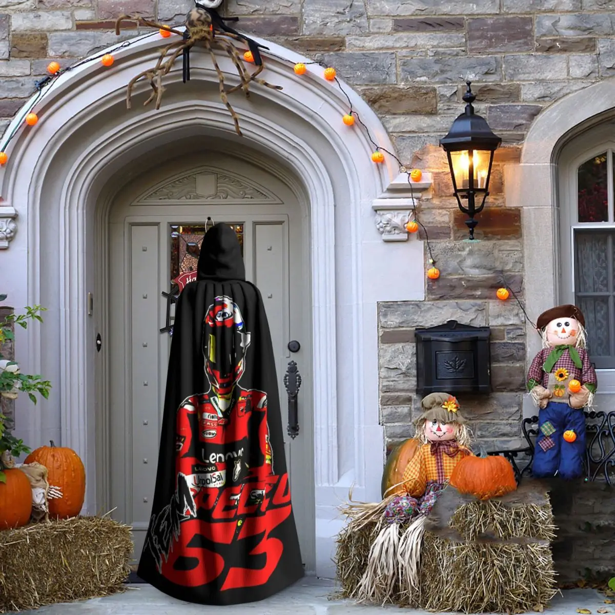 Pecco Bagnaia 63 عباءة طويلة بغطاء للرأس للساحرة في القرون الوسطى زي تنكري معطف الهالوين للبالغين للجنسين