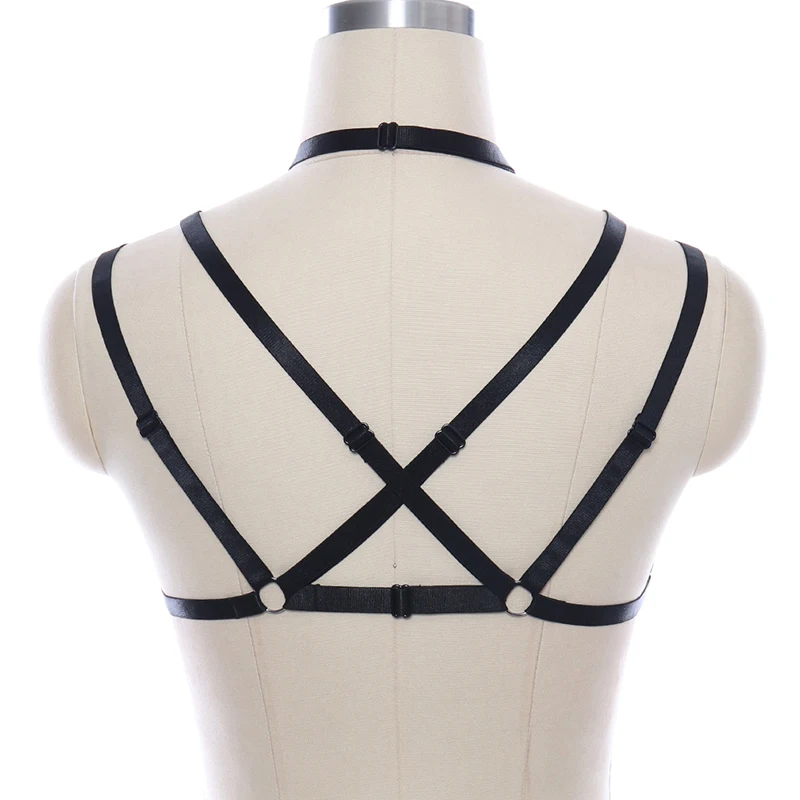 Donne Black Bondage Hollow Lingerie Body Cage Belt biancheria intima Sexy Halloween Harness bretella Goth Crop Top Cage Bra