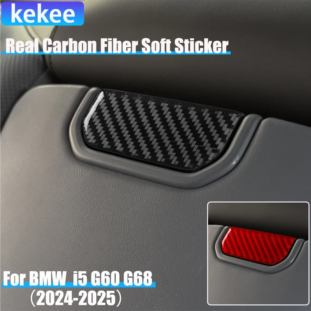 

Real Carbon Fiber Car Accessories Rear Cup Holder Switch Decorative Cover Soft Sticker For BMW 5 Series i5 G60/G68 BEV 2024 2025