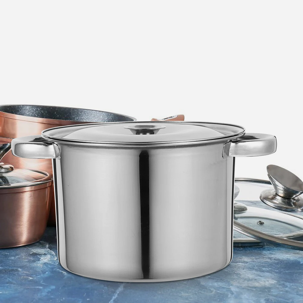 

18 Cm Stainless Steel Stock Pot Double Handle Soup Cooker For Induction Stew Boiling Tight-Fitting Lid Kitchen Cookware Rice