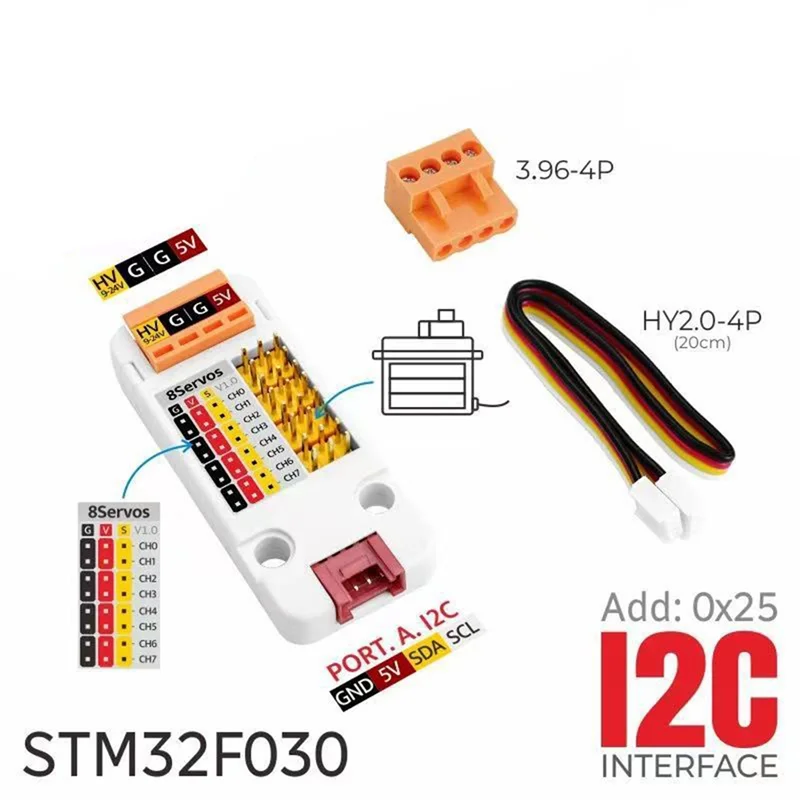 ABJF-For M5stack 8-Channel Servo Driver Unit STM32F030 Controller High-Precision Robotics Control For Multiple Servos