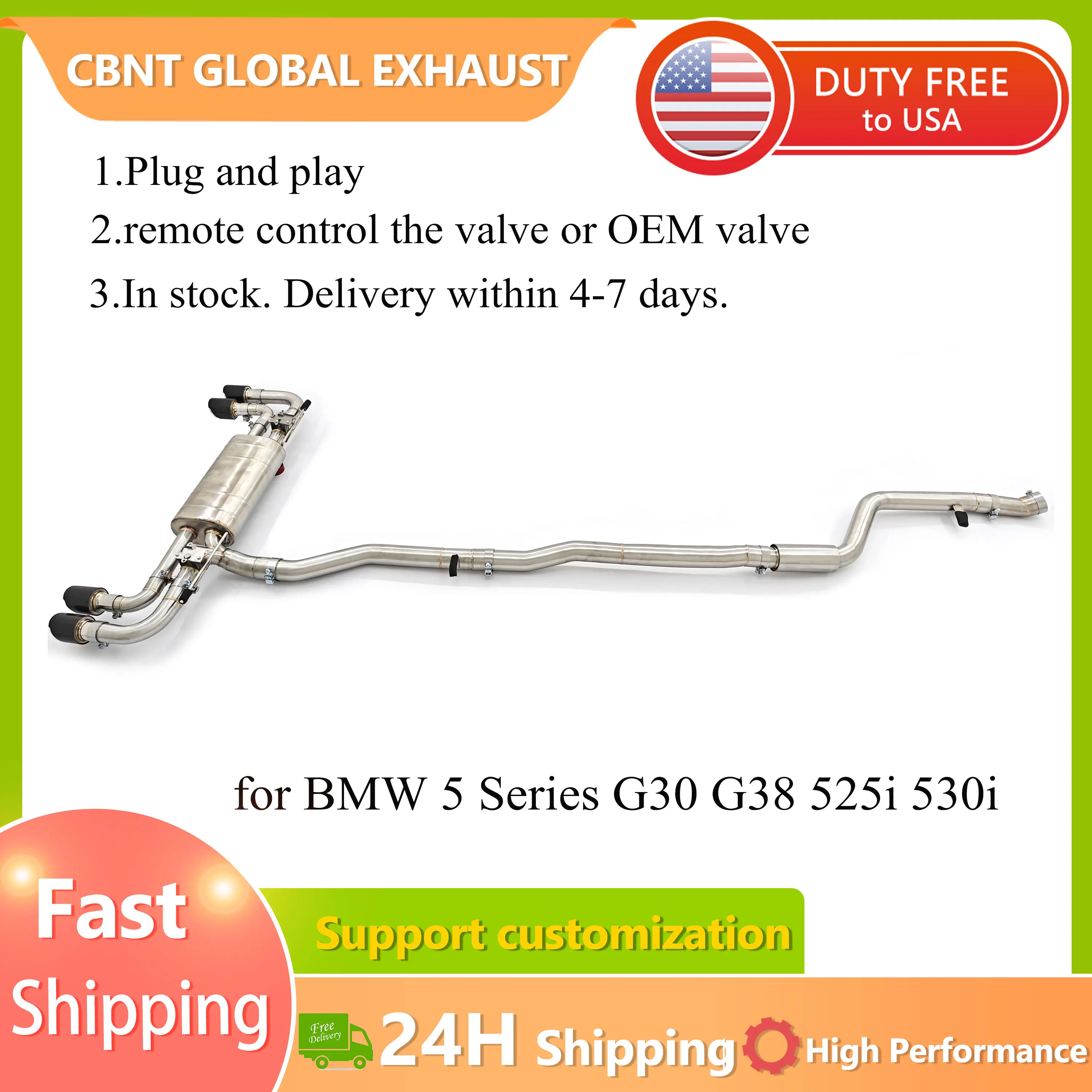

Fast Shipping CBNT Valved Catback Exhaust for BMW 5 Series G30 G38 525i 530i Stainless Steel Valvetronic Exhaust Muffler Catback