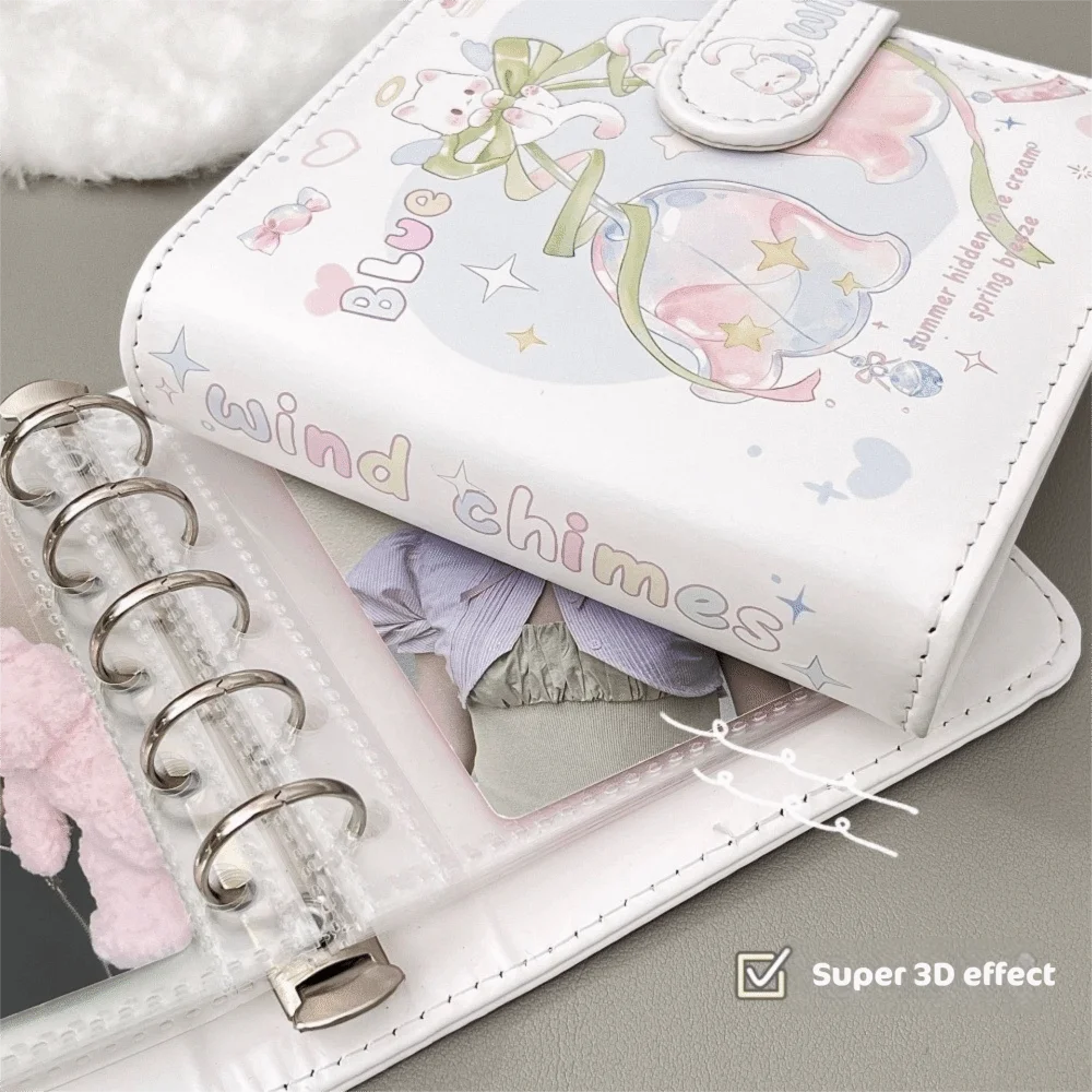 Portable Card Book M5 Leather Cover  Photo Album 20 Inner Pages Cartoon Pattern Grid Card Album Card Photo Collection