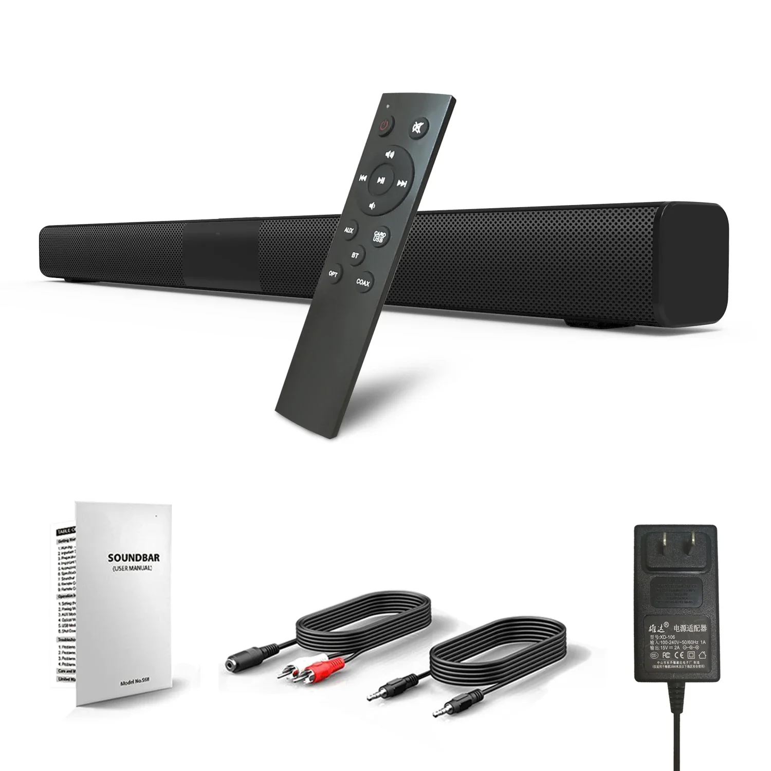 Soundage 50W TV Soundbar Wired and Wireless Bluetooth 5.0 Surround Sound Bar Stereo Speaker Home Theater Soundbars Wall-Mounting